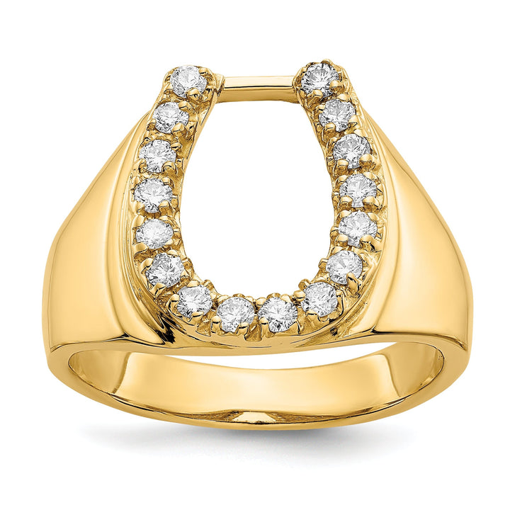 14k Yellow Gold Men's Diamond Horseshoe Ring