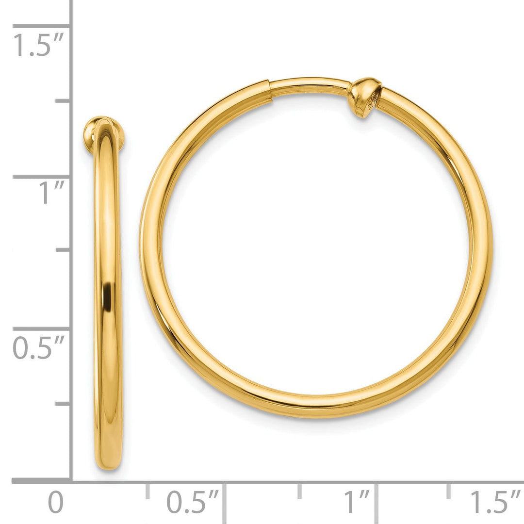 14k Yellow Gold Non-Pierced Hoop Earrings