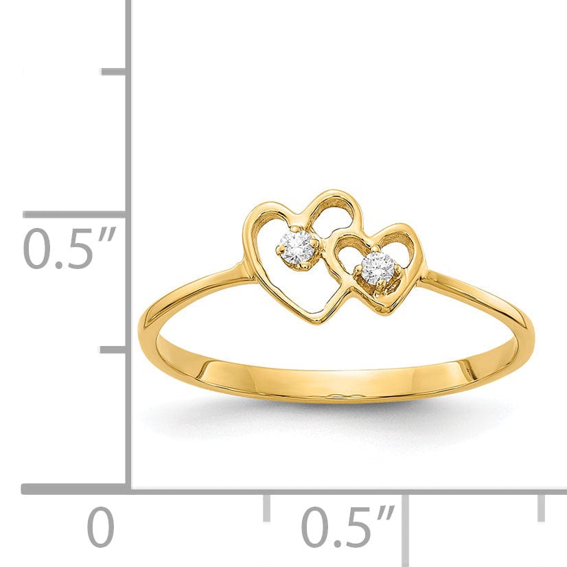 14k Yellow Gold Polished Diamond Heart Ring