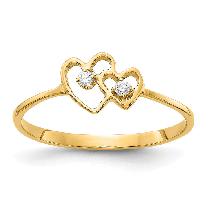 14k Yellow Gold Polished Diamond Heart Ring