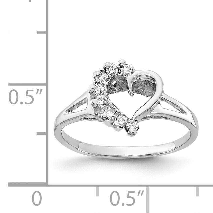 14k White Gold Polished Diamond Heart Ring