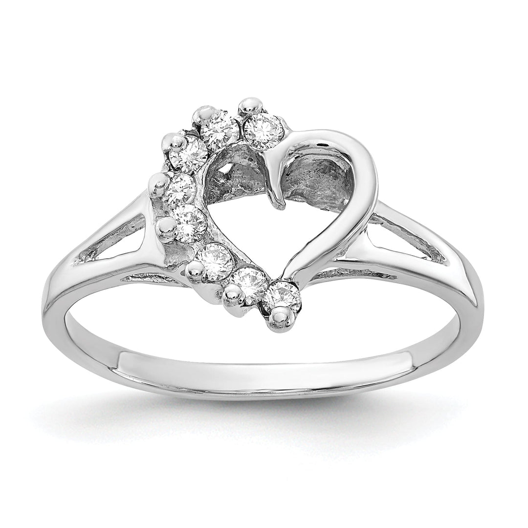 14k White Gold Polished Diamond Heart Ring