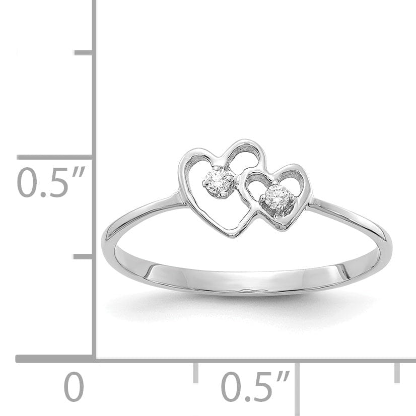 14k White Gold Polished Diamond Heart Ring