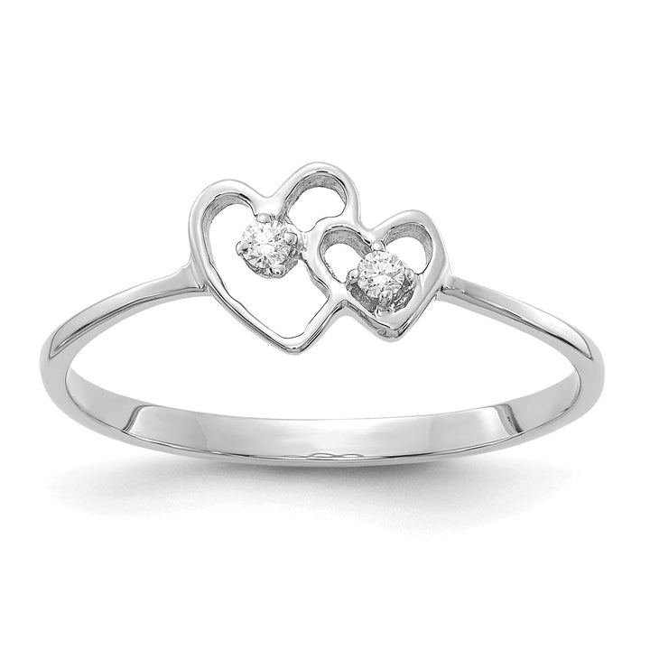 14k White Gold Polished Diamond Heart Ring