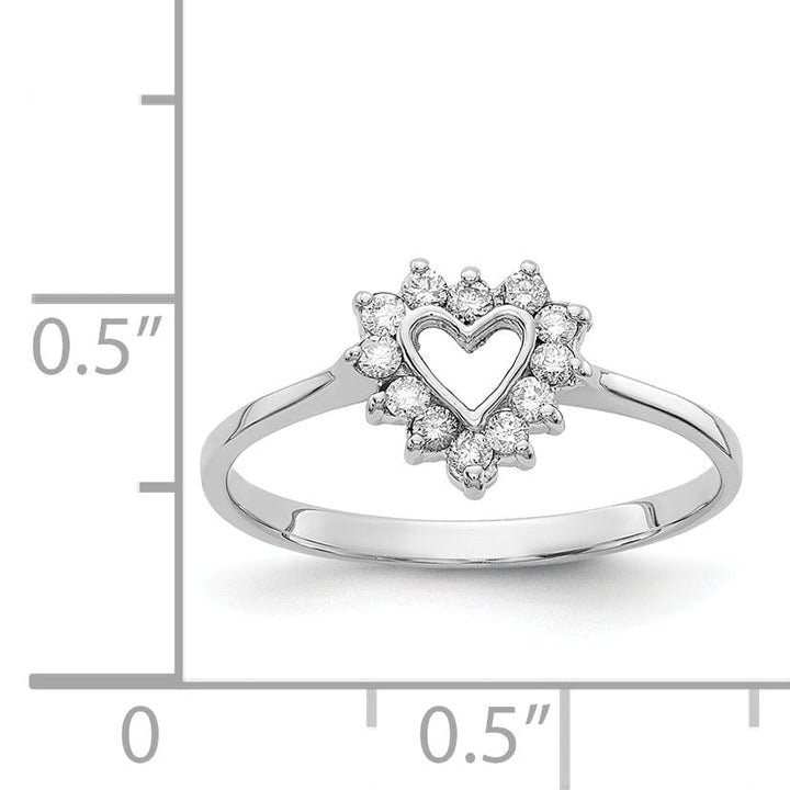 14k White Gold Polished Diamond Heart Ring