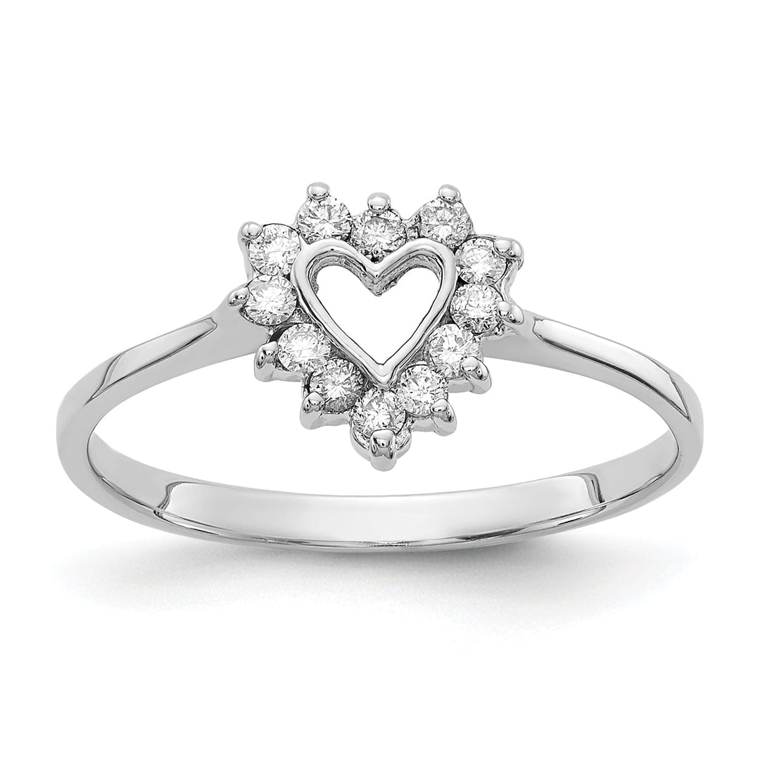 14k White Gold Polished Diamond Heart Ring