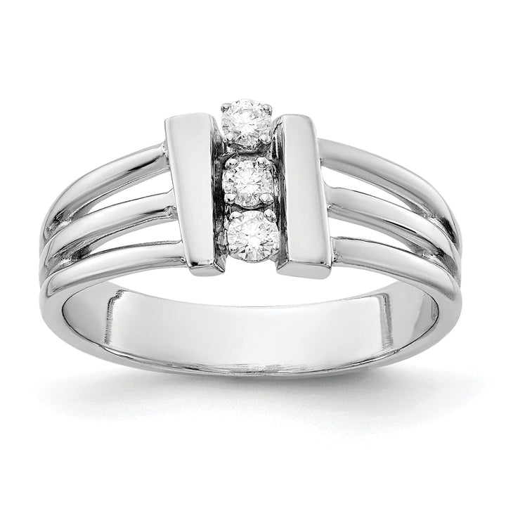 14k White Gold Polished Fancy Diamond Ring