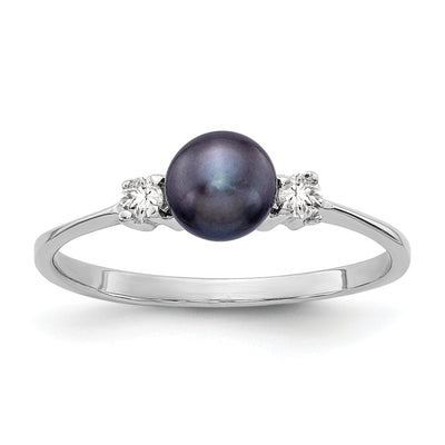 14k White Gold Black Pearl Diamond Ring at $ 228.61 only from Jewelryshopping.com