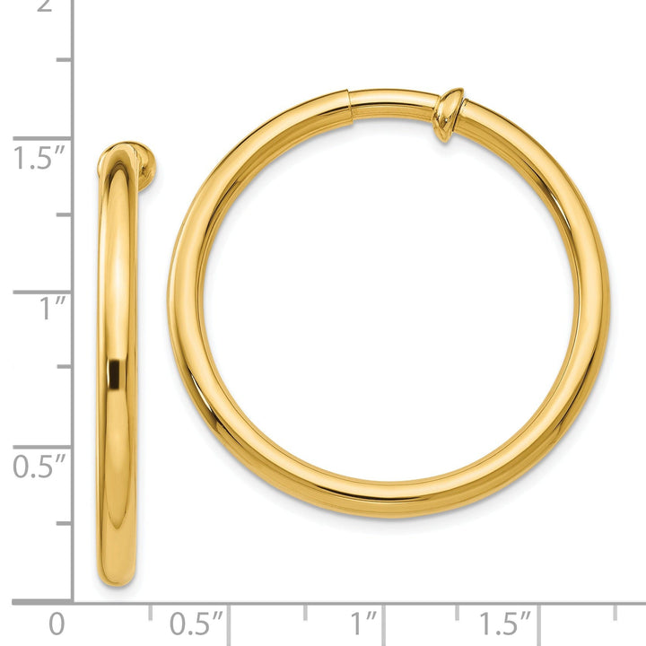 14k Yellow Gold Non-Pierced Hoop Earrings