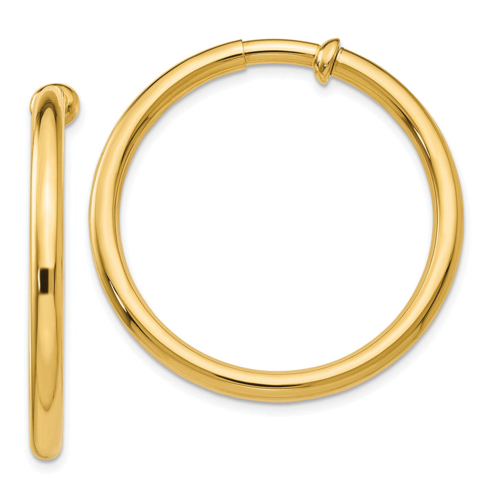 14k Yellow Gold Non-Pierced Hoop Earrings