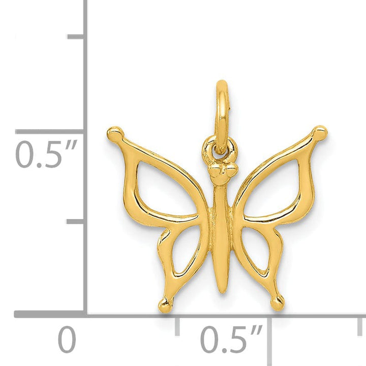 14k Yellow Gold Casted Open Back Solid Polished Butterfly Charm Pendant