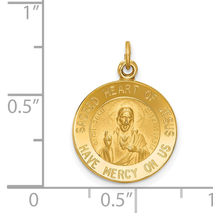 14k Yellow Gold Sacred Heart Jesus Medal Charm