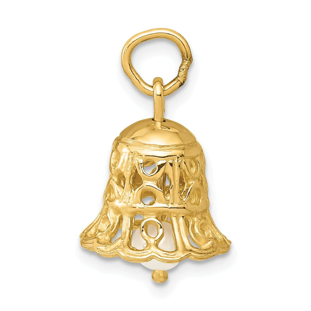 14k Yellow Gold Wedding Bell with Pearl Charm