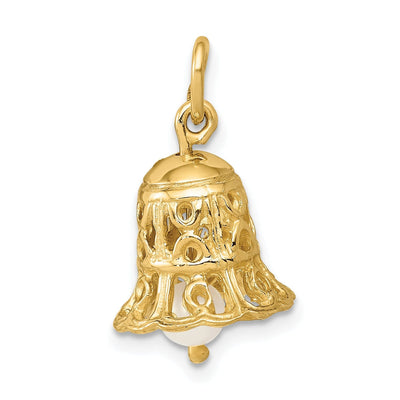 14k Yellow Gold Wedding Bell with Pearl Charm at $ 233.84 only from Jewelryshopping.com
