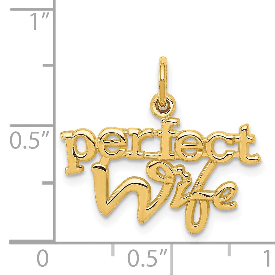 14k Yellow Gold Perfect Wife Charm Pendant