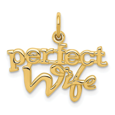 14k Yellow Gold Perfect Wife Charm Pendant