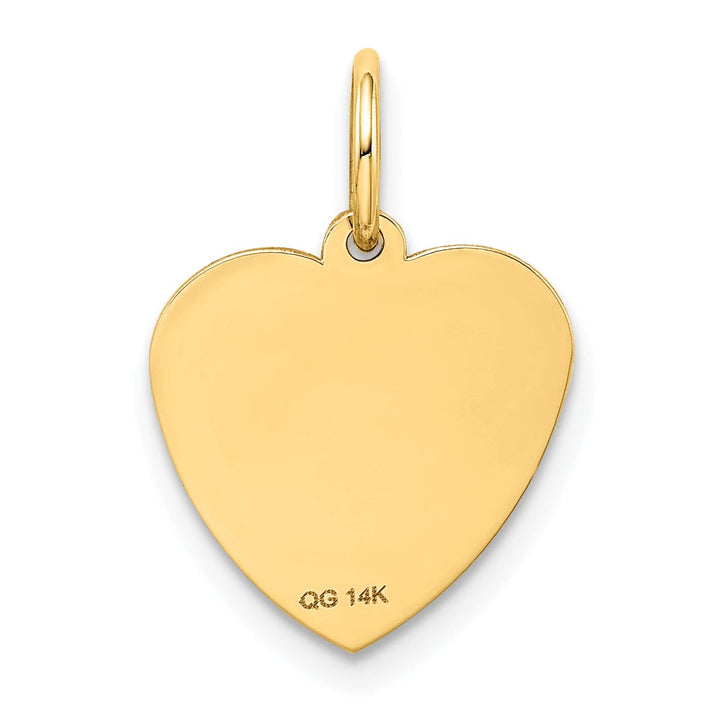 14k Yellow Gold Flat Back Textured Satin Polished Finish #1 GRANDDAUGHTER In Heart Shape Design Charm Pendant