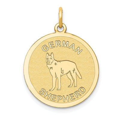14k Yellow Gold Polished Finish Flat Back German Shepherd Dog Engravable Disc Round Shape Charm Pendant at $ 143.74 only from Jewelryshopping.com