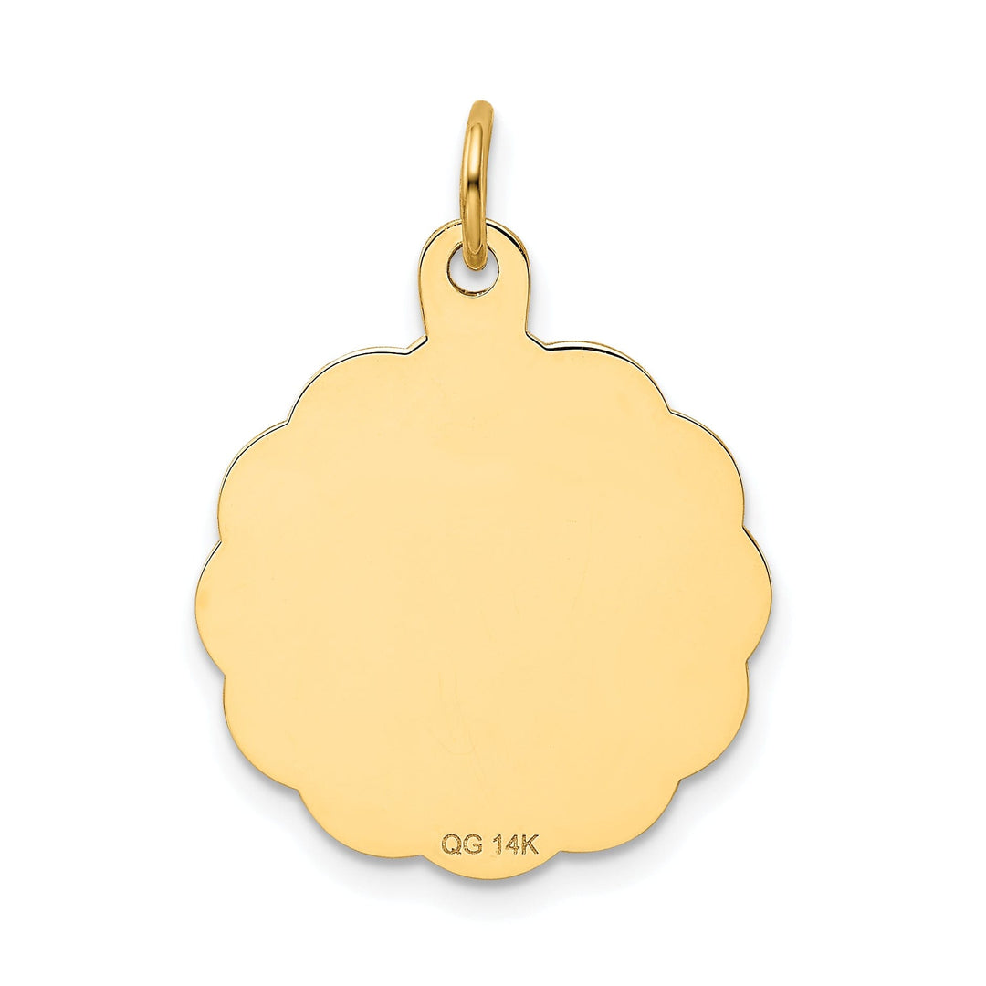 14K Yellow Gold Polished Brushed Mens Swimming Disc Charm Pendant