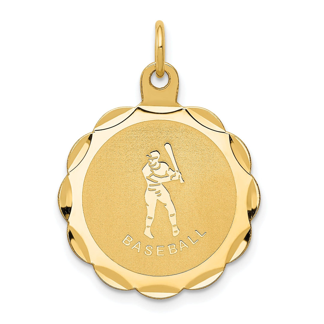 14k Yellow Gold Baseball Disc Charm Pendant