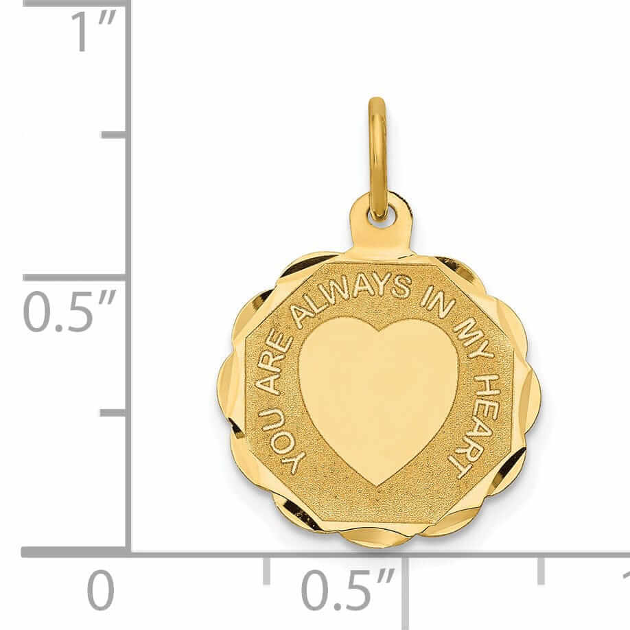 14 Yellow Gold You Are Always In My Heart Charm