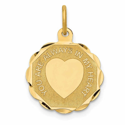 14 Yellow Gold You Are Always In My Heart Charm