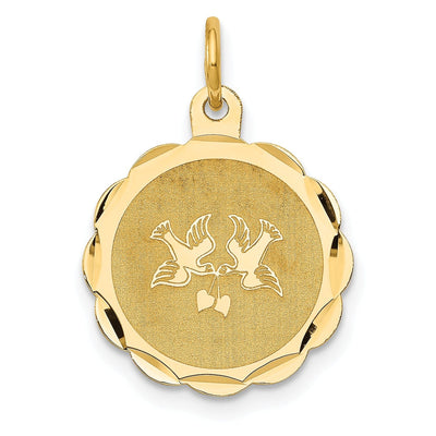 14k Yellow Gold Love Birds Disc Charm Pendant at $ 81.33 only from Jewelryshopping.com