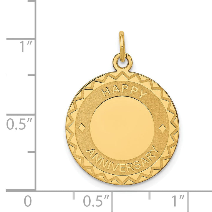 14k Yellow Gold Happy Anniversary Charm Pendant