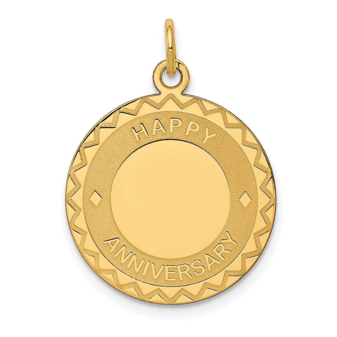 14k Yellow Gold Happy Anniversary Charm Pendant