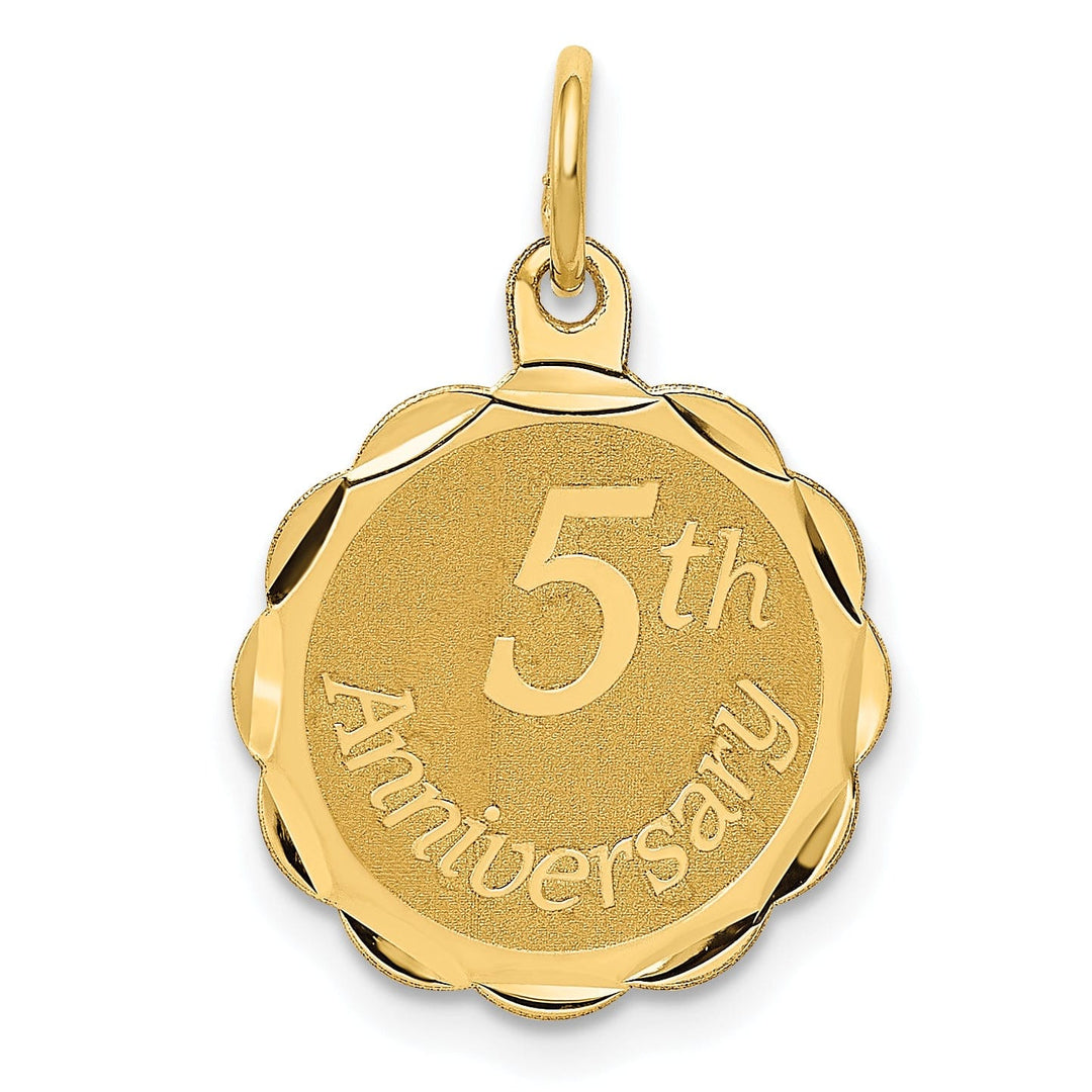 14k Yellow Gold Happy 5th Anniversary Charm