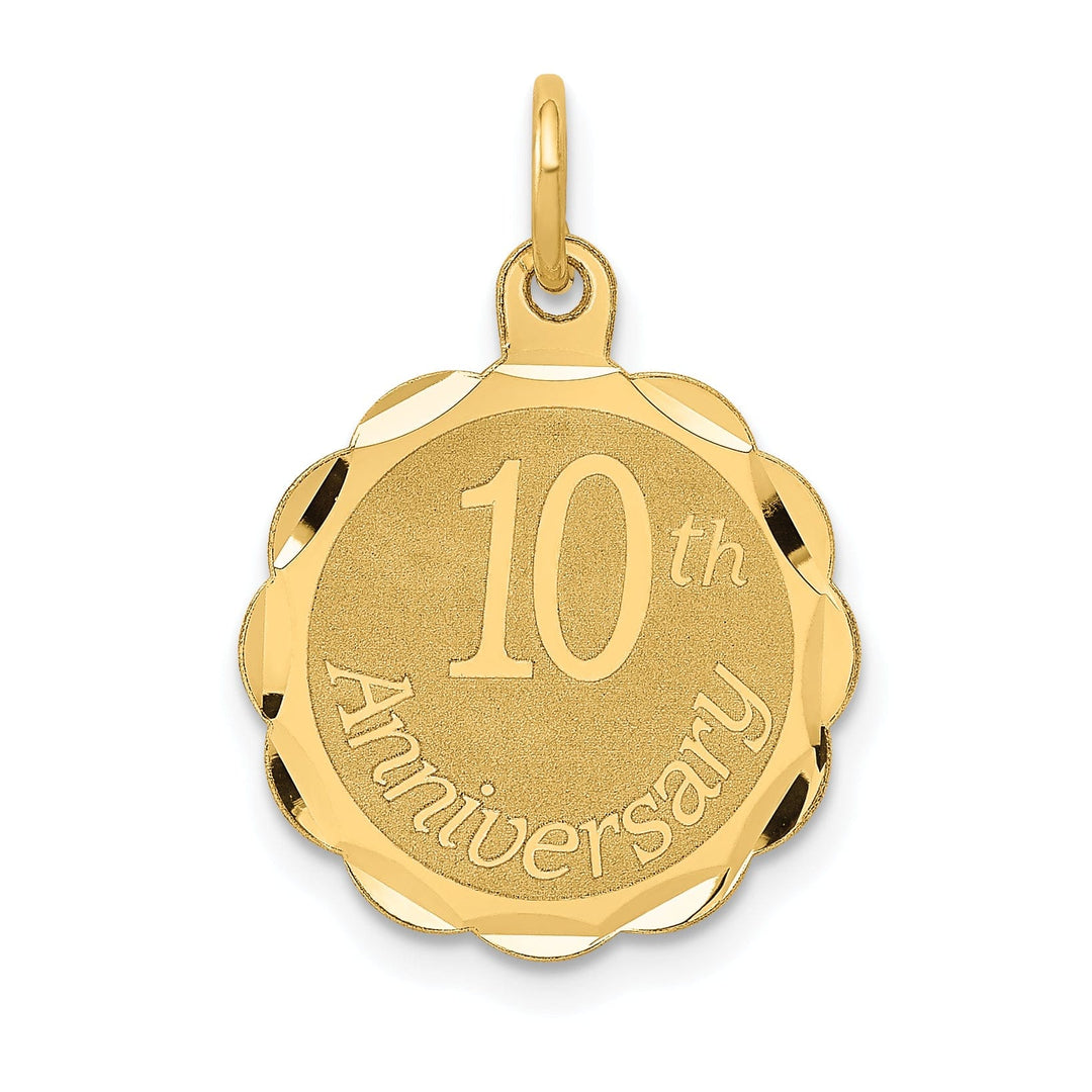 14k Yellow Gold Happy 10th Anniversary Charm