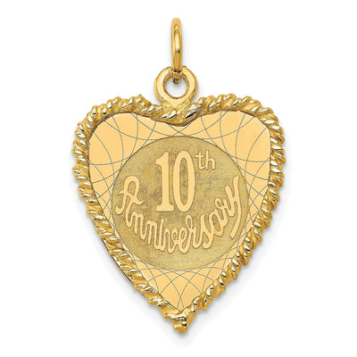 14k Yellow Gold Happy 10th Anniversary Charm