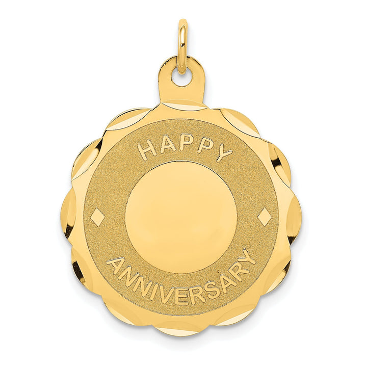 14k Yellow Gold Happy Anniversary Charm Pendant