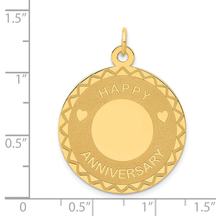 14k Yellow Gold Happy Anniversary Charm Pendant.