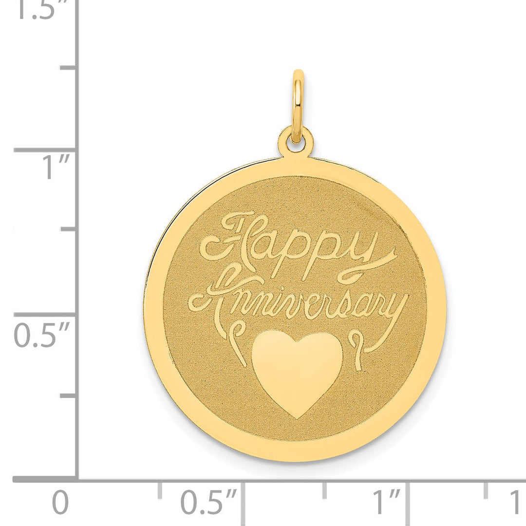 14k Yellow Gold Happy Anniversary Charm Pendant