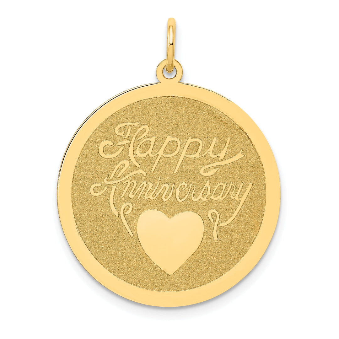 14k Yellow Gold Happy Anniversary Charm Pendant