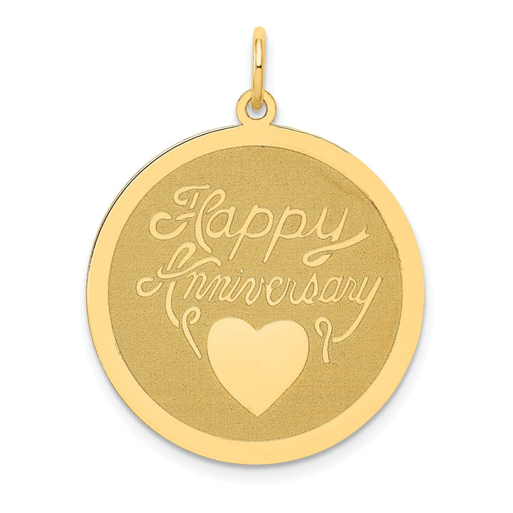14k Yellow Gold Happy Anniversary Charm Pendant