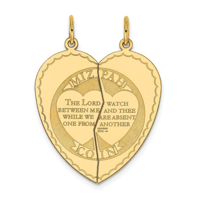 14k Yellow Gold Mizpah Apart Heart Pendant. Engraving fee $22.00. at $ 290.77 only from Jewelryshopping.com