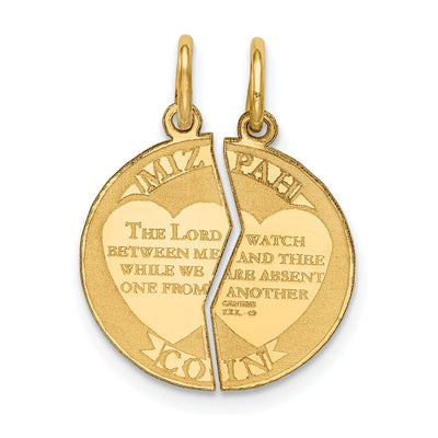 14k Yellow Gold Mizpah Apart Round Pendant. Engraving fee $22.00. at $ 123.41 only from Jewelryshopping.com