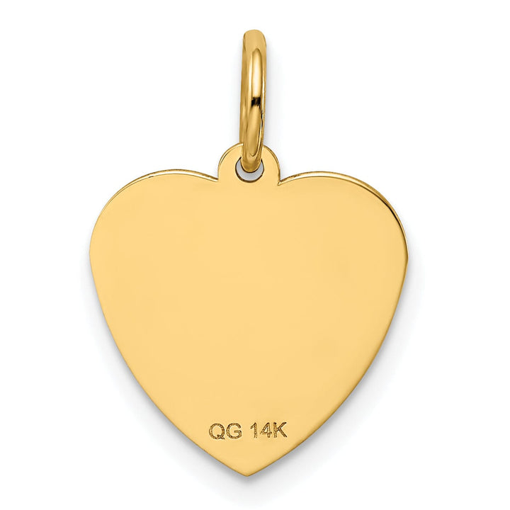 14k Yellow Gold Flat Back Textured Satin Polished Finish #1 GOD DAUGHTER In Heart Shape Design Charm Pendant