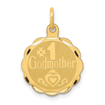 14k Yellow Gold #1 Godmother Charm Pendant
