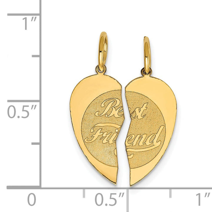 14k Yellow Gold 2pc Best Friend Charm Pendant