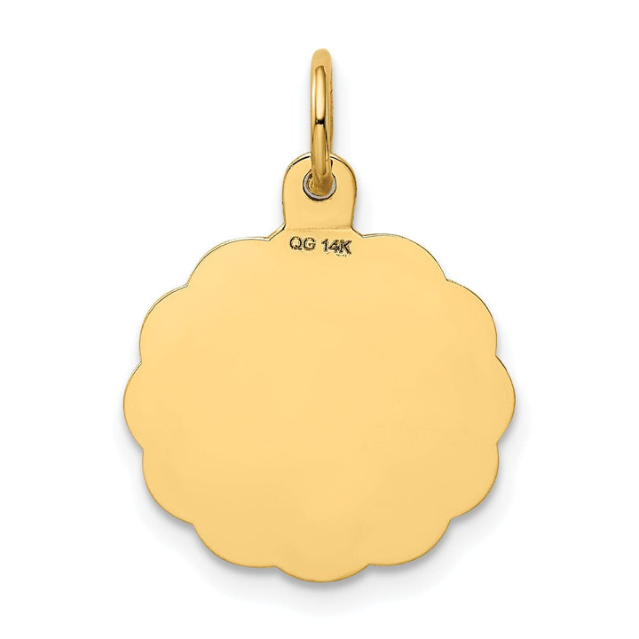 14k Yellow Gold Its a Girl Round Charm Pendant
