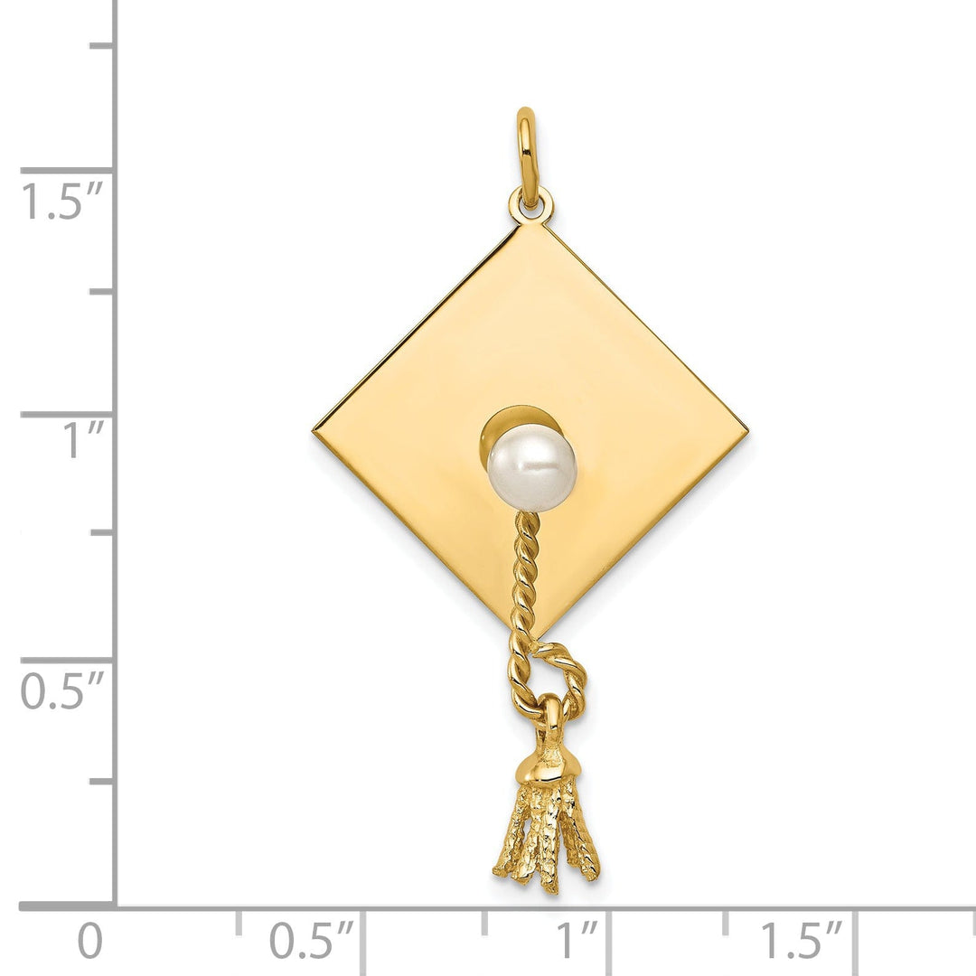 14k Yellow Gold Graduation Cap Charm