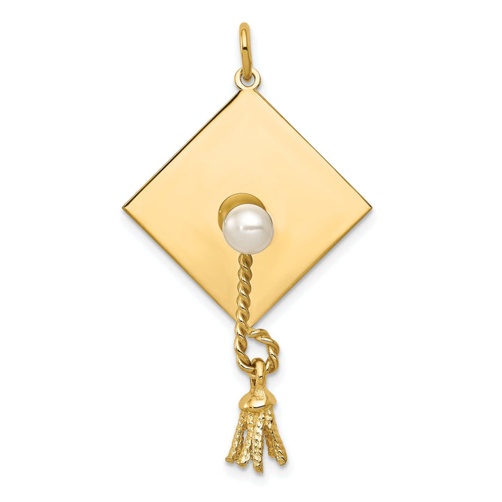 14k Yellow Gold Graduation Cap Charm