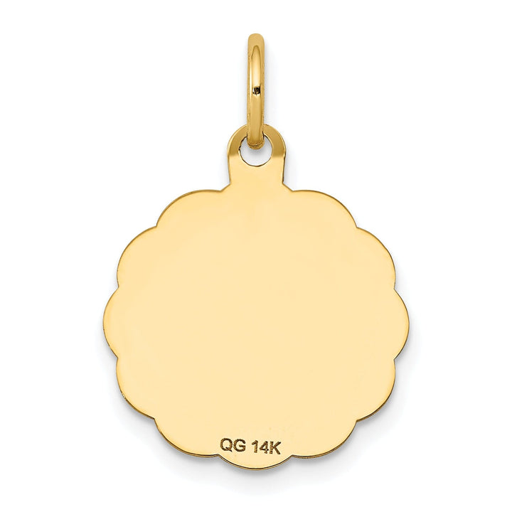 14k Yellow Gold Holy Communion Disc Medal Pendant.