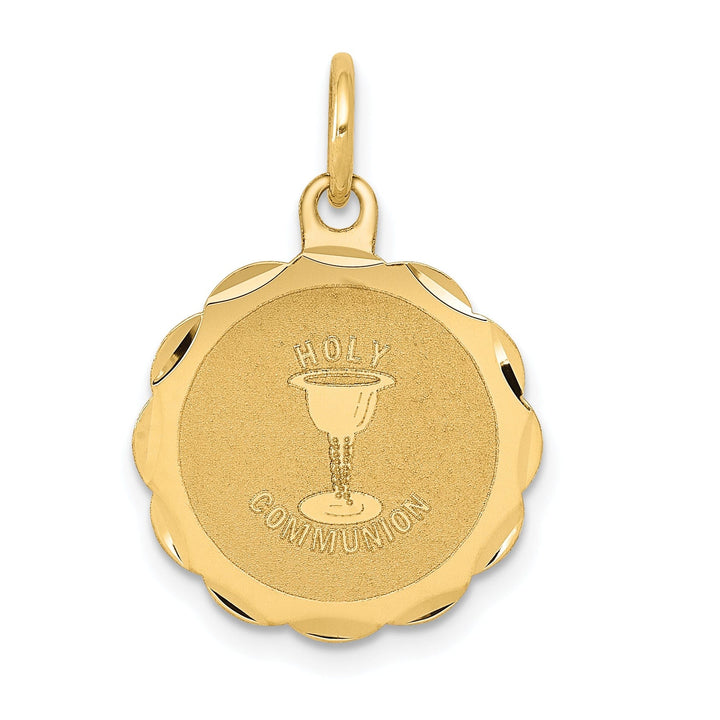 14k Yellow Gold Holy Communion Disc Medal Pendant.