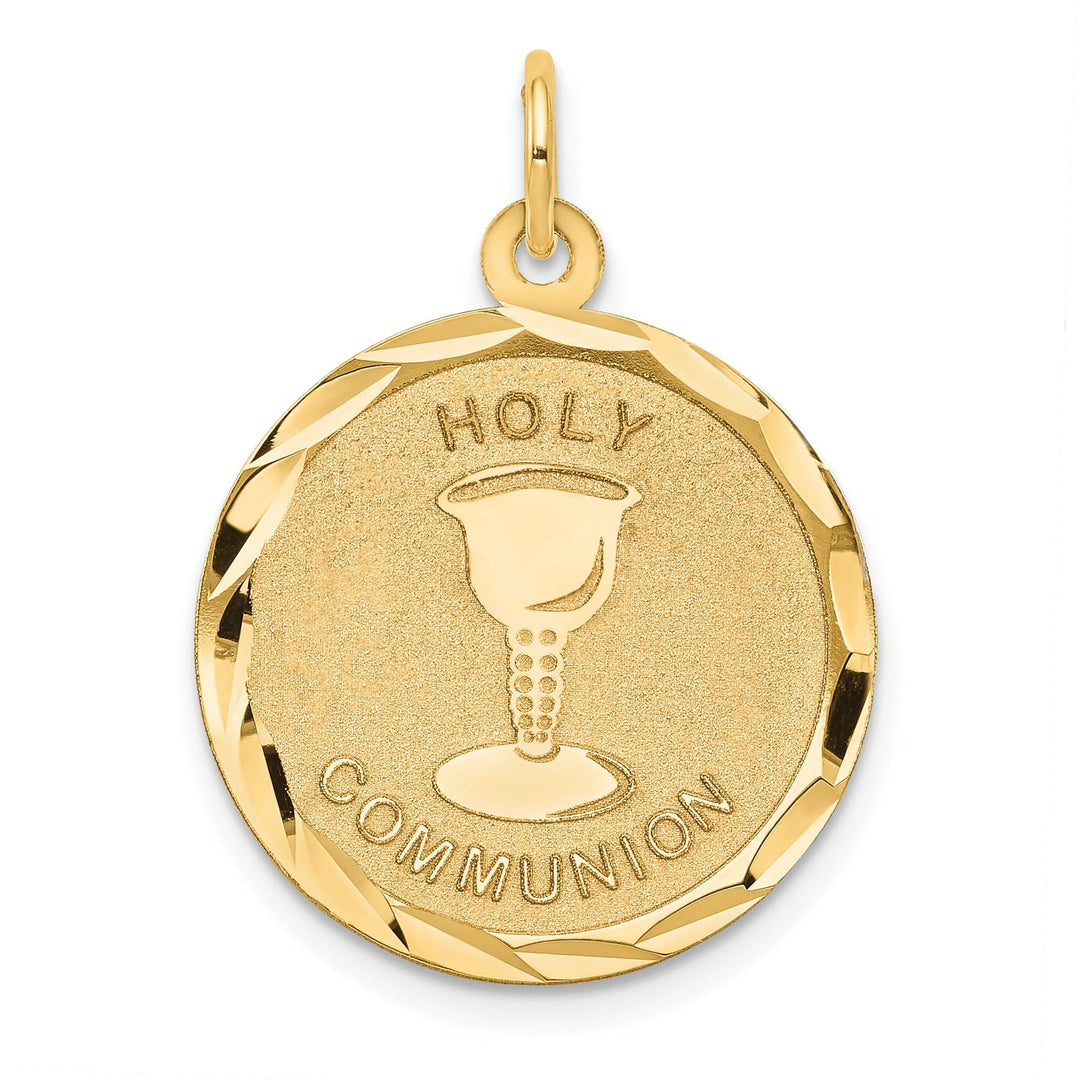 14k Yellow Gold Holy Communion Disc Medal Pendant