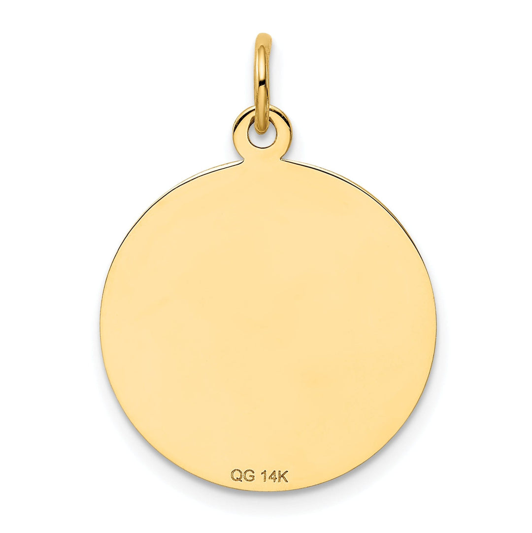 14k Yellow Gold Polished Round Confirmation Disc with Cross Pendant