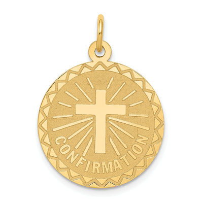 14k Yellow Gold Polished Round Confirmation Disc with Cross Pendant at $ 159.75 only from Jewelryshopping.com